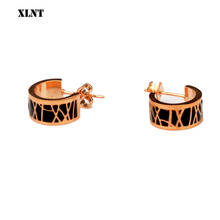 XLNT Bohemia Huggie Rose Gold Stud Earring For Women New Fashion Small Round circle statement Earring black enamel Jewelry 2024 - buy cheap