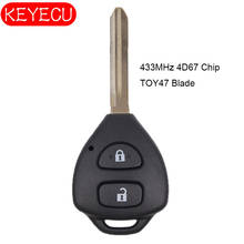 Keyecu chave remota fob 2 botões 433mhz 4d67, chip para toyota rav4 2006-2010 europa toy47 2024 - compre barato