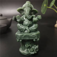 Estatua del Señor Ganesha, escultura de Buda, elefante, Dios, artesanías de piedra de Jade hechas a mano, maceta de jardín para el hogar, decoración de estatuas de Buda 2024 - compra barato