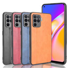 Capa para oppo f19 pro com bordas macias, capa de couro pu e telefone rígido para oppo reno5 f f19 pro a94 reno5 lite 2024 - compre barato