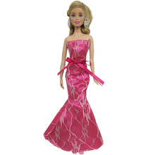 1/6 roupas da moda rosa com ombro de fora, boneca de renda de sereia para barbie vestido fr kurh, vestido de roupa, acessório de bonecas de 11.5" 2024 - compre barato