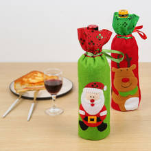 Cubierta de botella de vino bordada por Navidad, Santa Claus, alce, muñeco de nieve, cubierta de botella de vino, decoraciones navideñas para el hogar, regalo de Navidad 2024 - compra barato