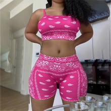 2Pcs Summer Women Tracksuits Hot Sexy Sleeveless Printed Sling Crop Top +Shorts Matching Sets Casual Sport 2 Piece Clothing 2024 - buy cheap