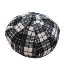 Wool Plaid Beret Hats Women Winter Ladies Female 2019 New Fashion Autumn Warm Octagonal Cap Retro Painter Hat 2024 - buy cheap