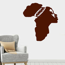 Карта Африки красивая женщина Аватар наклейки на стену Африканская Этническая Виниловая Наклейка Декор диван фон обои для гостиной DG113 2024 - купить недорого