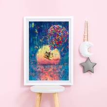 Póster de arte Impresionismo de Casa voladora, pintura al óleo de Casa de globos, impresiones en lienzo, decoración de habitación de niños, cuadro de pared de aventura de viaje 2024 - compra barato