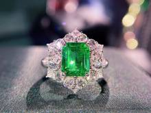 Anillo de Esmeralda H317 para mujer, 2,25 CT, de 18K oro puro, joyería verde vivo, piedras preciosas de diamante, anillos femeninos para mujer, anillo fino 2024 - compra barato