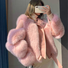 Abrigo de zorro para Mujer, Parka larga de moda coreana, Abrigo de piel auténtica para Mujer 2020 YY2239 2024 - compra barato