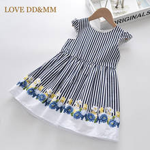 LOVE DD&MM Girls Dresses 2022 Summer New Sweet Flower Stripe Print  Round Neck Bow Dress For Girl 3-8 Years 2024 - buy cheap