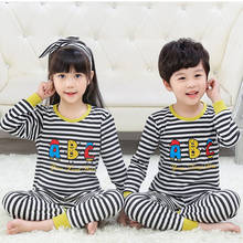 Pijama infantil de algodão, manga longa, para meninos e meninas, outono 2020, roupas para crianças, conjunto de camisa e calça 2024 - compre barato