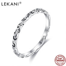 LEKANI 925 стерлингового серебра с гравировкой в винтажном стиле обручальное кольцо черного цвета из тибетского серебра стекируемые палец кольца для женщин ювелирные изделия 2024 - купить недорого