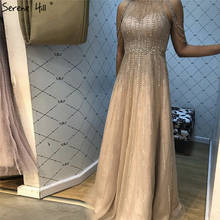 Sequins Beading Tassel Evening Dresses 2020 Champagne O-Neck Sexy A-Line Prom Dress Serene Hill BLA70266 2024 - buy cheap