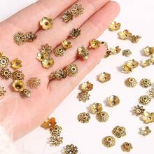 50pcs/lot 7-10mm Tibetan Antique Gold Color Flower Metal Beads End Caps For DIY Jewelry Making Findings Accessories 2024 - buy cheap