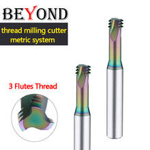BEYOND-fresadora de 3 flautas, cortador de hilo con revestimiento de aluminio, herramienta de fresado de acero de carburo de tungsteno, Centro métrico ISO 2024 - compra barato