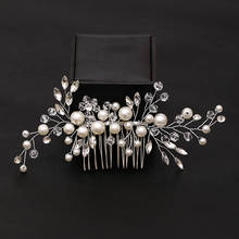 Fashion Silver Color Tiaras Hair Comb Crystal Pearl Wedding Hair Accessories Cheap Handmade Bridal Hair Jewelry Headpiece Party 2024 - buy cheap