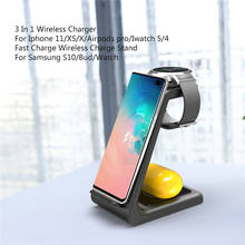 QI 3 In 1 Wireless Charger For Iphone 11/XS/X/Airpods pro/Iwatch 5/4 Fast Charge Wireless Charge Stand For Samsung S10/Bud/Watch 2024 - buy cheap