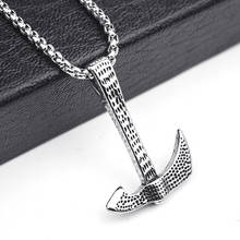 HNSP Punk Hammer Axe Pendant Necklace for men male 3.0MM Stainless steel chain jewelry 2024 - buy cheap