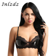 Lingerie erótica feminina sutiãs preto macio ajustável alças espaguete renda sexy brattle couro sem arame copo sutiã sem costura 2024 - compre barato