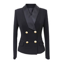 Blazer ajustado para mujer, Chaqueta de traje clásica con doble botonadura y cuello esmoquin, color negro, Otoño, 2020 2024 - compra barato