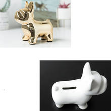 Cerâmica bulldog mealheiro nordic decoração de mesa banco de moeda do cão criativo bonito animal mealheiro decoração para casa 2024 - compre barato