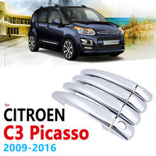 Chrome Handle Cover Trim for Citroen C3 Picasso 2009~2016 4door Car Accessories Stickers Styling 2010 2011 2012 2013 2014 2015 2024 - buy cheap