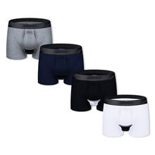 4 peças!! Cueca boxer masculina separada, roupa interior em algodão respirável e sólida 2024 - compre barato