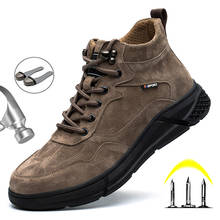 Botas de segurança do trabalho para homens, com biqueira de aço, solado à prova de perfuração, sapatos quentes de inverno e plush, calçado masculino 2024 - compre barato