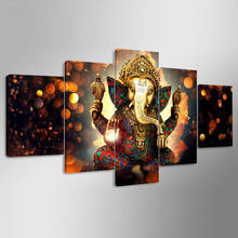 Canvas Painting Wall Art Home Decor Frame 5 Pieces Ganesh Elephant Trunk God For Living Room Modern Hd Printed Landscape Picture 2024 - buy cheap