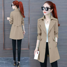 Women Trench Coats Spring Autumn Mid-Long  Suit Collar Single-breasted Slim coat Ladies Fashion Casual Solid Color Windbreaker 2024 - buy cheap