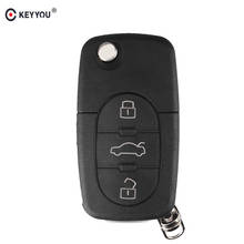 KEYYOU-funda de llave de coche con 3 botones, carcasa de mando a distancia para Audi A2, A3, A4, A6, A8, con cuchilla CR2032 TT Quattro, repuesto 2024 - compra barato