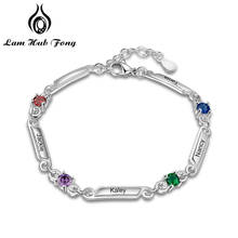 Pulsera de Color plateado personalizada con nombre, brazalete con piedra de nacimiento, joyería de cobre, regalo familiar (Lam Hub Fong) 2024 - compra barato