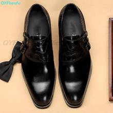 QYFCIOUFU/британский стиль; нарядные туфли для мужчин с квадратным носком; модельные туфли; модные свадебные туфли с пряжкой и ремешками; мужская кожаная обувь без застежки 2024 - купить недорого