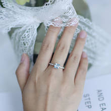 Женское кольцо из стерлингового серебра 925 пробы, с квадратным вырезом и натуральным небесно-синим топазом 2024 - купить недорого