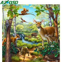 AZQSD-pintura de diamantes 5d, punto de cruz de ciervo, bordado de diamantes de bosque, Animal, taladro cuadrado completo, decoración del hogar, regalo hecho a mano 2024 - compra barato