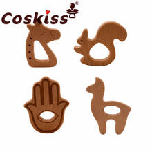 Coskiss-juguetes de dentición de madera para bebé, de grado alimenticio mordedor de madera de haya, 1 unidad 2024 - compra barato