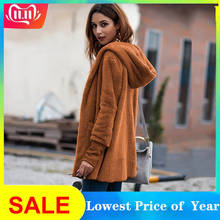 Cardigãs de lã femininos plus size, casaco longo com capuz, inverno e outono 2018 2024 - compre barato