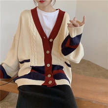 Suéter feminino manga comprida gola v, jaqueta de malha preta, plus size 2024 - compre barato