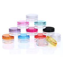 100pcs 3g/5g Multi-color Empty Plastic Cosmetic Makeup Jar Pots Transparent Sample Bottles Eyeshadow Cream Lip Balm Storage Box