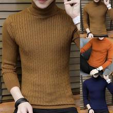 Fashion Winter Chic Men Solid Color Turtleneck Long Sleeve Knitted Sweater Bottoming Top Acrylic Sweater Standard Wool  M-3XL 2024 - buy cheap