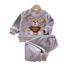 Baby Clothes Pajamas Sets New Autumn Girls T-shirt + pants Children Kids Toddler Warm Flannel Fleece Catoon Bear Clothing Suit 2024 - buy cheap