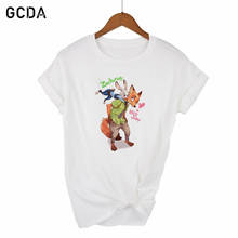 Novo t-shirts para as mulheres harajuku verão t camisa moda topos disney zootopia impresso feminino camiseta casual camiseta mulher roupas 2024 - compre barato