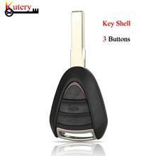Kutery Remote Car Key Shell For Porsche Boxster 911 996 997 Carrera Targa 911 3Buttons Key Cover Fob Case With Uncut Key Blade 2024 - buy cheap