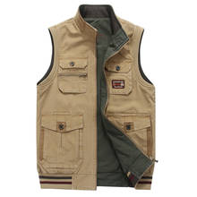 Plus Size L-9XL Autumn Vest Men Double Sides Wear Waistcoat Men Casual Cotton Stand Collar Sleeveless Jacket Men Fishing Vest 2024 - buy cheap