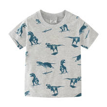 Funnygame animais crianças verão t camisas dinossauros algodão meninos meninas t manga curta roupas de bebê meninos casuais t camisas topo 2024 - compre barato