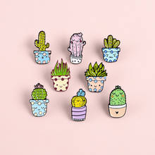 Potted plants Enamel Pin Cartoon Cactus Aloe Badges Brooches Denim Clothes Bag Lapel Pin Plant Jwewlry Gift For Friends Women 2024 - buy cheap