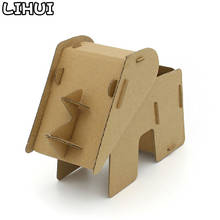 DIY Cardboard 3D Puzzle Jigsaw Handmade Assembly Rhino Pen Holder Desktop Storage Box Model Kids Puzzle Toys for Children Gifts 2024 - buy cheap