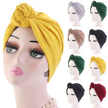 Women Stretch Cotton Turban Hat Top Knotted African Twisted Headwrap Chemo Cap Girl Headwear Headpiece Hair Accessories 2024 - buy cheap