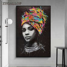 African Girl Graffiti Canvas Painting Art Print Poster African Woman Watercolor- Portrait Oil Paintings Wall Pictures Home Decor 2024 - buy cheap