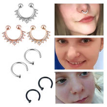 New Crystal Clicker Fake Septum For Women Clip Hoop Nose Ring Faux Piercing Gold Silver Plated Men Girl Gift Body Jewelry 2024 - buy cheap