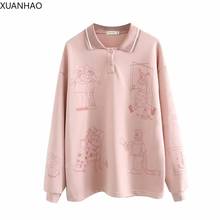 Women Hoodies Sweatshirts Casual Cartoon Print Long Sleeve Turndown Collar Pullover 2020 Autumn Female Tracksuits Tops 2024 - buy cheap